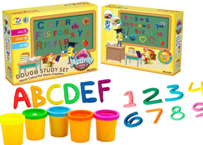 Set Plastilină 4 Culori și Forme de Modelat Cifre și Figuri