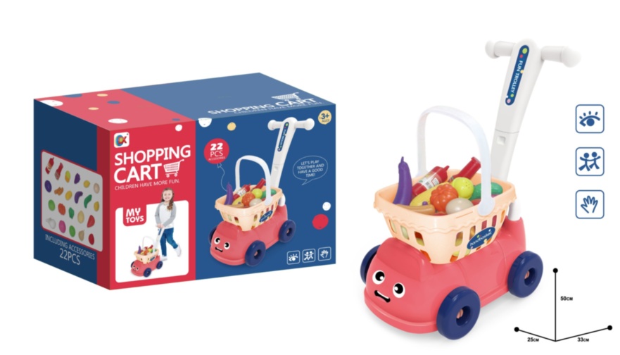 Cărucior de Cumpărături Supermarket cu Produse Alimentare