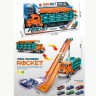 Camion „Rocket” cu Piste de Curse și Mașinuțe – Transformabil și Portabil (verde)