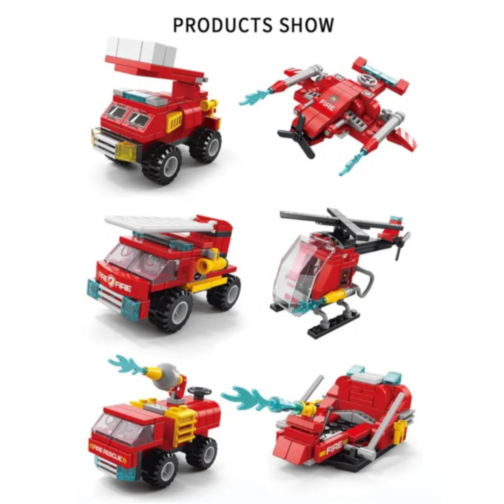 Set de Construcție Fire Rescue 6-în-1 – Vehicule de Pompieri și Salvare, 493 piese