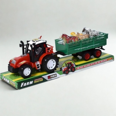 Tractor cu Remorcă și Animale de Fermă (culoare aleatorie) | image