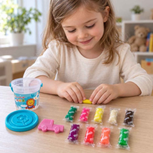Set plastilină colorată cu 10 bucăți și formă
