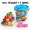 Set plastilină colorată cu 10 bucăți și formă
