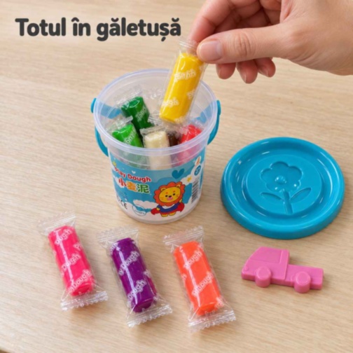 Set plastilină colorată cu 10 bucăți și formă