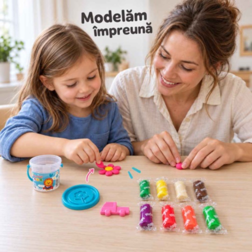 Set plastilină colorată cu 10 bucăți și formă