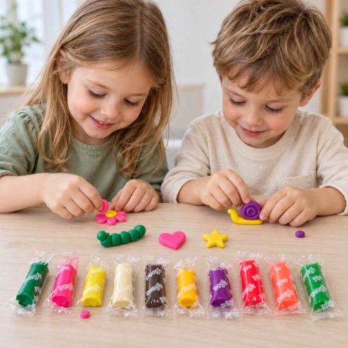 Set plastilină colorată cu 10 bucăți și formă