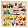Puzzle Incastru din Lemn cu Buton cu Vehicule 