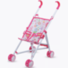 Cărucior de Jucărie pentru Păpuși cu Cadru Metalic și Design Floral Roz