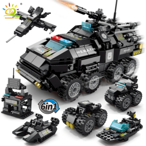 Set de Construcție SWAT 6 în 1 cu Vehicule și Centru de Comandă – 371 Piese