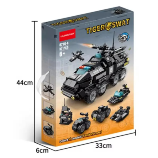 Set de Construcție SWAT 6 în 1 cu Vehicule și Centru de Comandă – 371 Piese