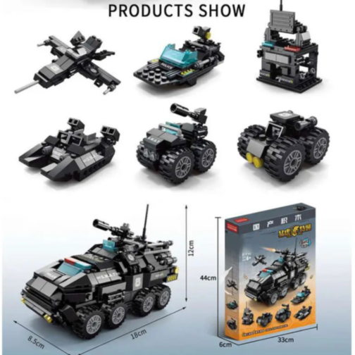 Set de Construcție SWAT 6 în 1 cu Vehicule și Centru de Comandă – 371 Piese