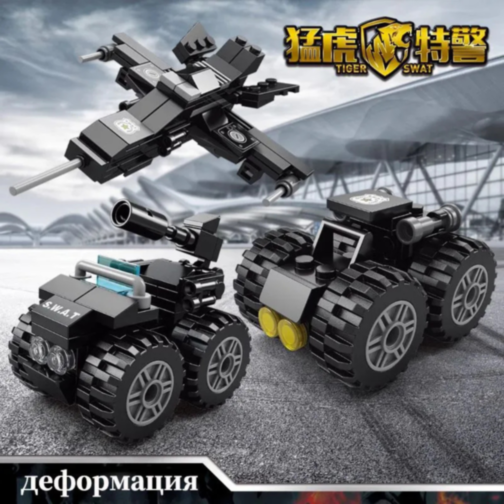 Set de Construcție SWAT 6 în 1 cu Vehicule și Centru de Comandă – 371 Piese
