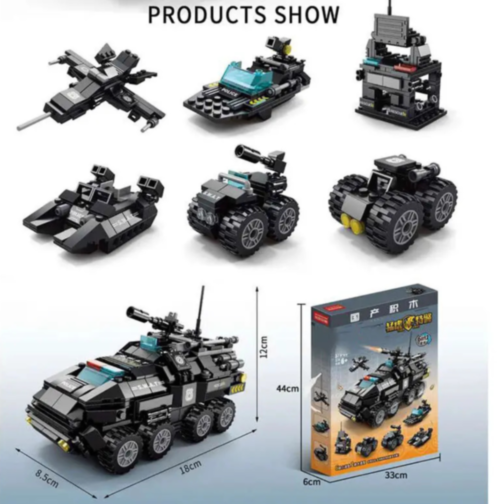Set de Construcție SWAT 6 în 1 cu Vehicule și Centru de Comandă – 371 Piese