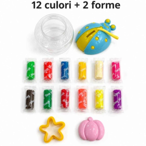 Set plastilină copii cu 12 culori și 2 forme