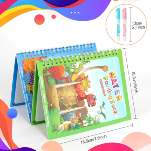 1buc. Carte Magică de Colorat Reutilizabilă cu Apă (model aleatoriu) 