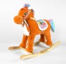 Căluț Balansoar Lemn + Pluș, cu melodii și luminițe