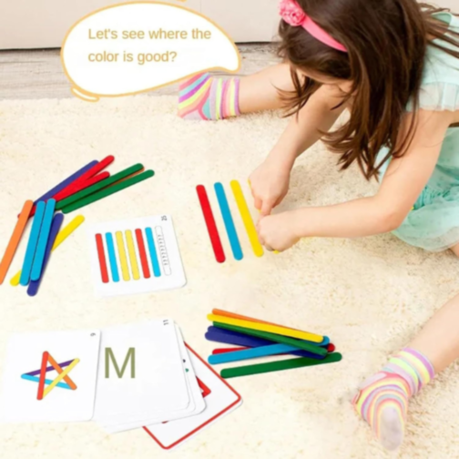 Set Educațional cu Bețișoare Colorate - Puzzle pentru Dezvoltarea Logicii Spațiale