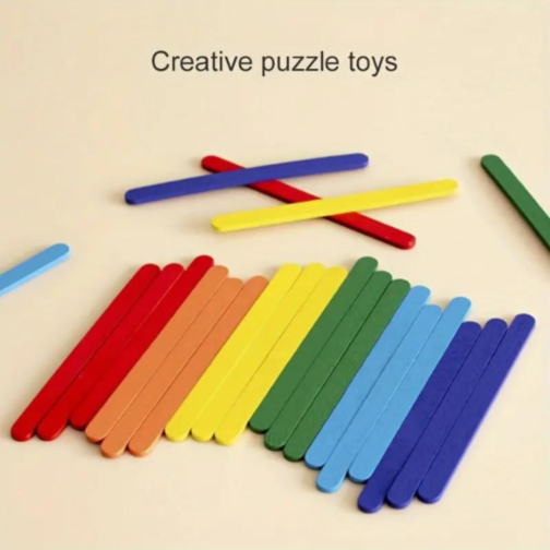 Set Educațional cu Bețișoare Colorate - Puzzle pentru Dezvoltarea Logicii Spațiale
