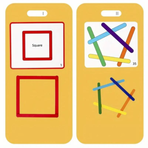 Set Educațional cu Bețișoare Colorate - Puzzle pentru Dezvoltarea Logicii Spațiale