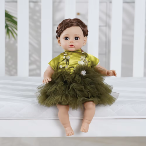 Păpușă Reborn Interactivă de 35 cm cu Corp Textil și Voce 