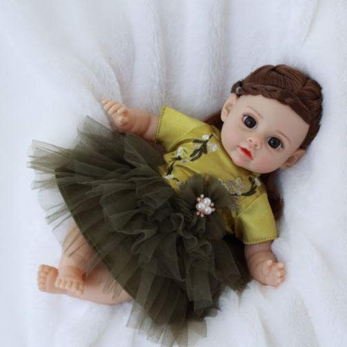 Păpușă Reborn Interactivă de 35 cm cu Corp Textil și Voce 