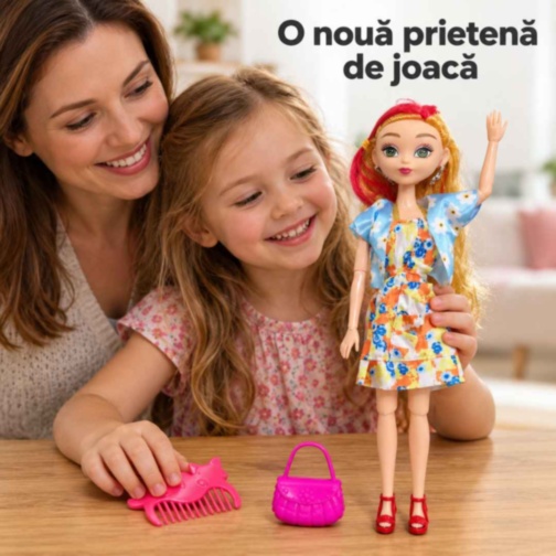 Păpușă articulată de 29 cm cu accesorii pentru coafat