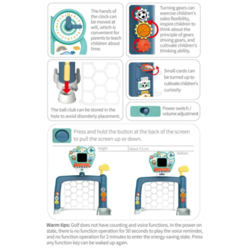 Set sportiv 3 în 1 pentru copii mici - Baschet, Fotbal și Golf 