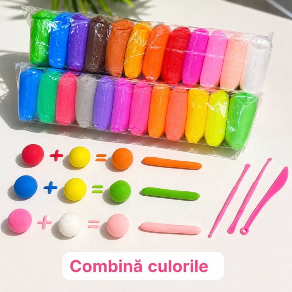 Exemple de combinare a culorilor cu pastă de modelat pentru copii