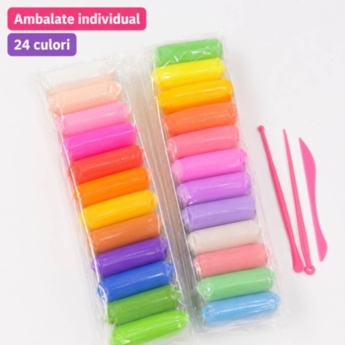 Set pastă de modelat copii, 24 culori, ustensile