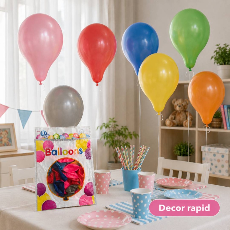 Decor rapid pentru aniversare realizat cu baloane colorate