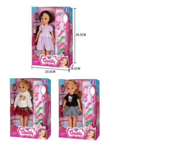 Păpușică cu Rochiță, Pieptene și Oglinjoară, 36cm
