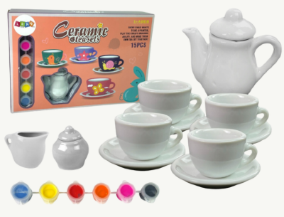 Set de ceai din ceramică pentru pictat, 15 piese | image