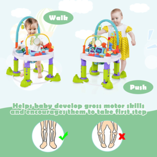 Centru de Activități 5 în 1 pentru Bebeluși cu Salteluță, Masă Interactivă și Mers Asistat