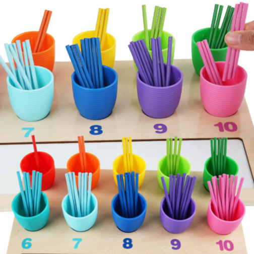 Jucărie Montessori pentru Numere, Culori și Matematică – Joc Educativ