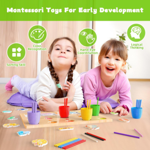 Jucărie Montessori pentru Numere, Culori și Matematică – Joc Educativ