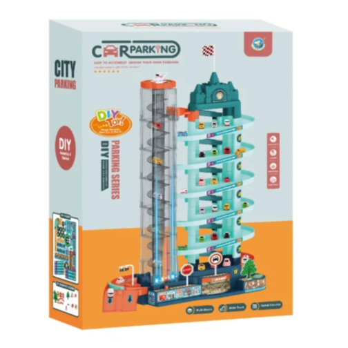 Set Parcare Etajată cu Lift și Mașinuțe Interactive