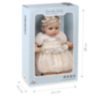 Păpușă Reborn Interactivă Blondă cu Rochie Albă și Voce – 35 cm