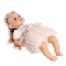 Păpușă Reborn Interactivă Blondă cu Rochie Albă și Voce – 35 cm