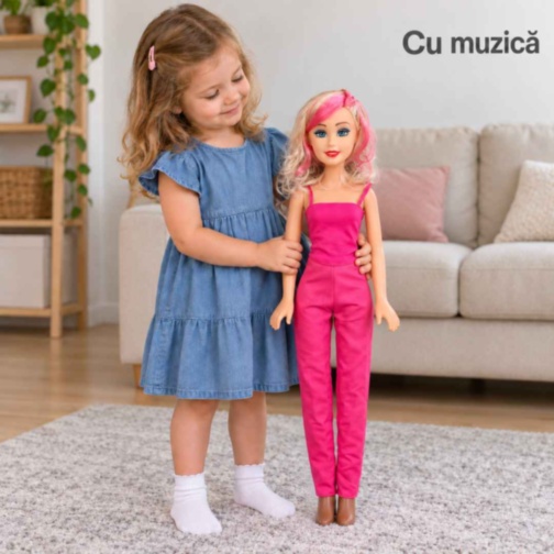 Păpușă mare muzicală de 70 cm cu păr blond