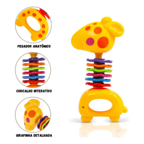 Jucărie Zornăitoare Girafă Colorată pentru Bebeluși