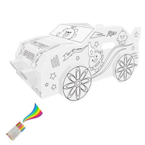Mașină din carton pentru colorat și joacă