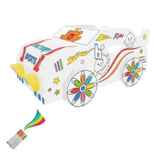 Mașină din carton pentru colorat și joacă