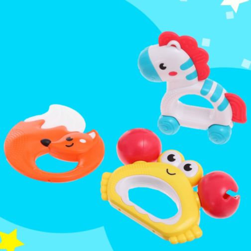 Set Zornăitori Colorate pentru Bebeluși cu 3 Piese Set Zornăitori Colorate pentru Bebeluși cu 3 Piese