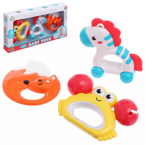 Set Zornăitori Colorate pentru Bebeluși cu 3 Piese Set Zornăitori Colorate pentru Bebeluși cu 3 Piese