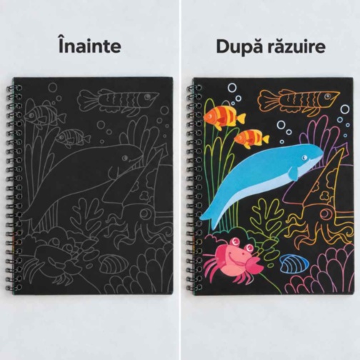 Cărticică creativă de răzuit cu 4 pagini și bețișor