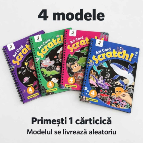Cărticică creativă de răzuit cu 4 pagini și bețișor