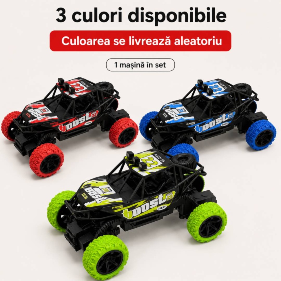 Mașina off-road RC disponibilă în verde, roșu sau albastru, cu livrare aleatorie