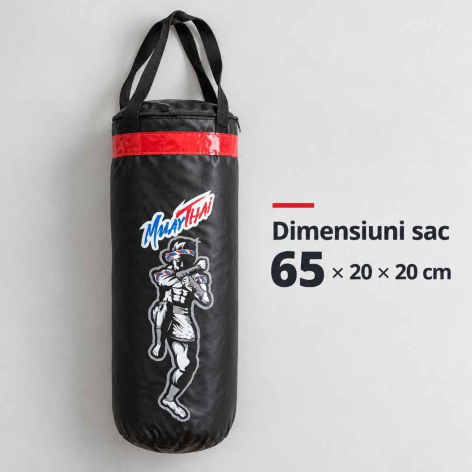 Sac de box suspendabil cu dimensiunile indicate: 65 × 20 × 20 cm