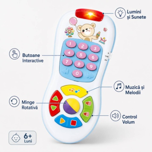 Telecomandă Interactivă pentru Bebeluși cu Lumini și Sunete