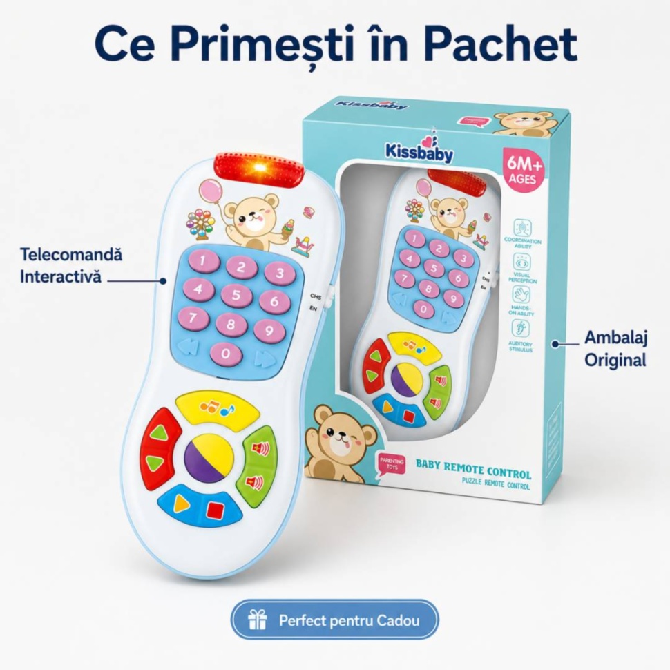 Ce primești în pachet: telecomandă interactivă și ambalaj original